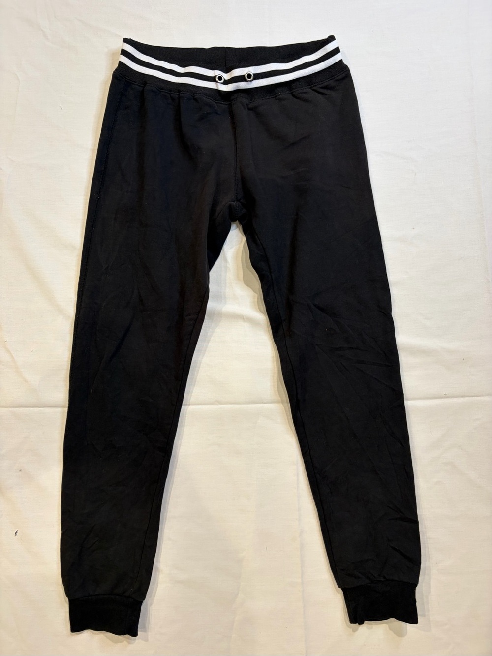 Chocolate Black Jogger Pants with White Striped Waistband